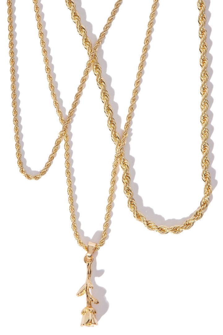 Rose 3 Piece Chain Necklace - Gold