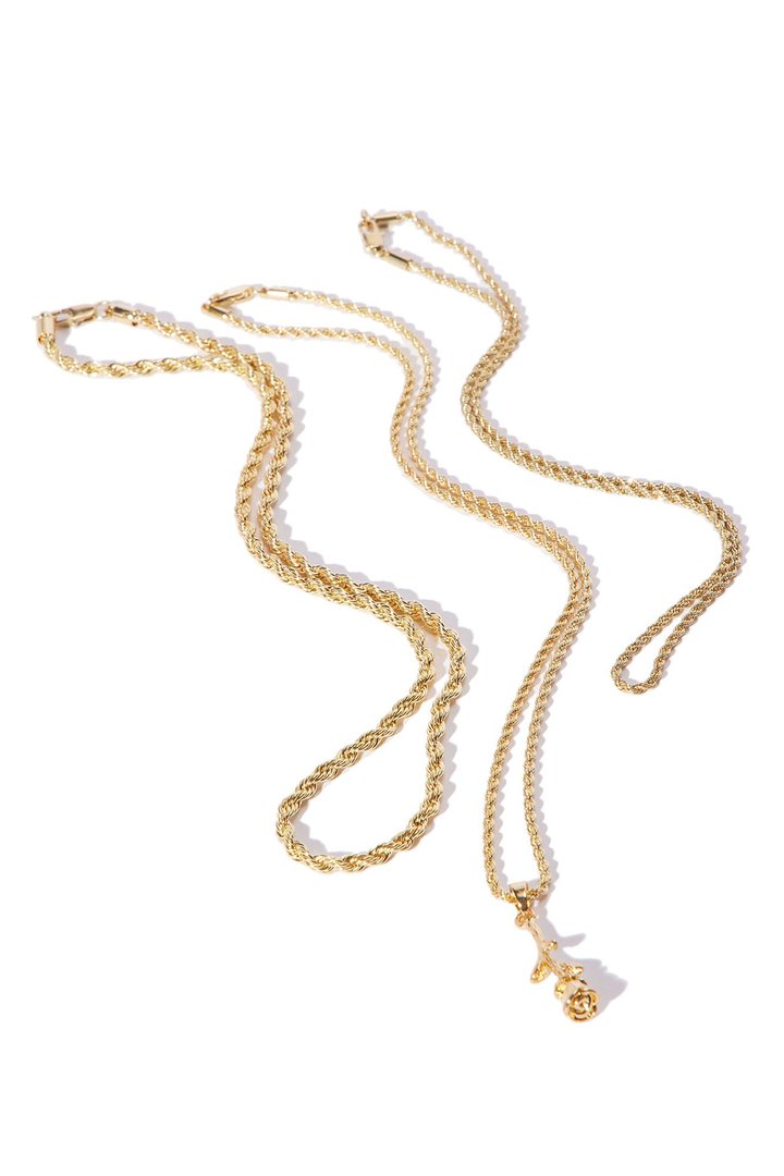 Rose 3 Piece Chain Necklace - Gold