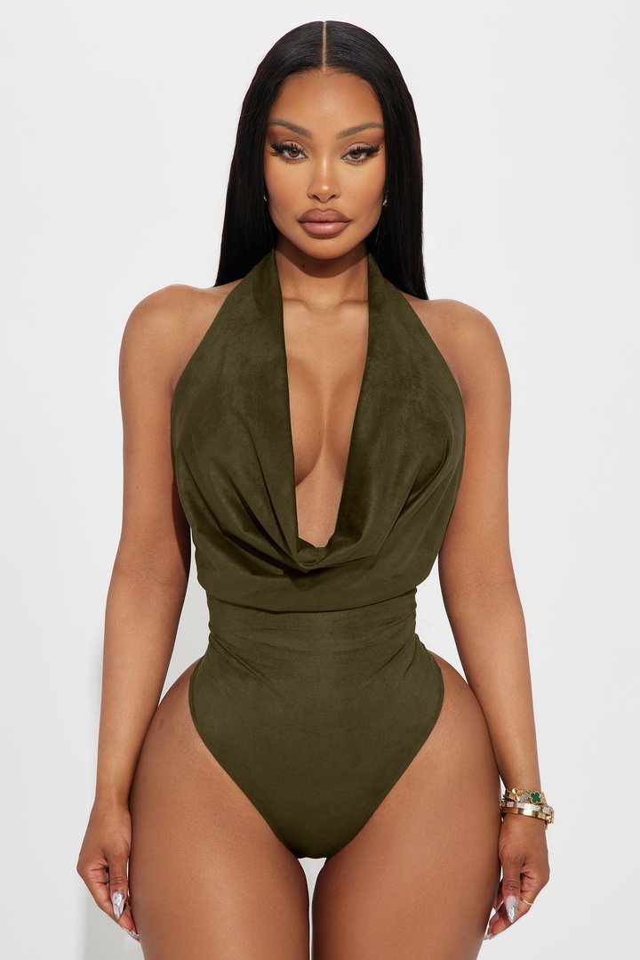 Cowgirl Era Suede Bodysuit - Olive