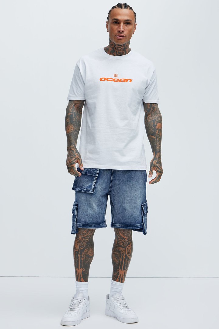 Kickin' It Cargo Denim Shorts - Navy
