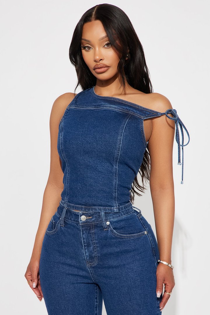 Chloe Denim Capri Set - Medium Wash