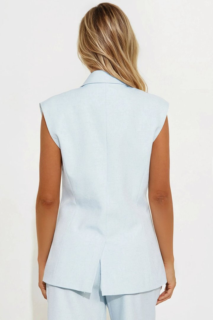 Paloma Linen Vest - Light Blue