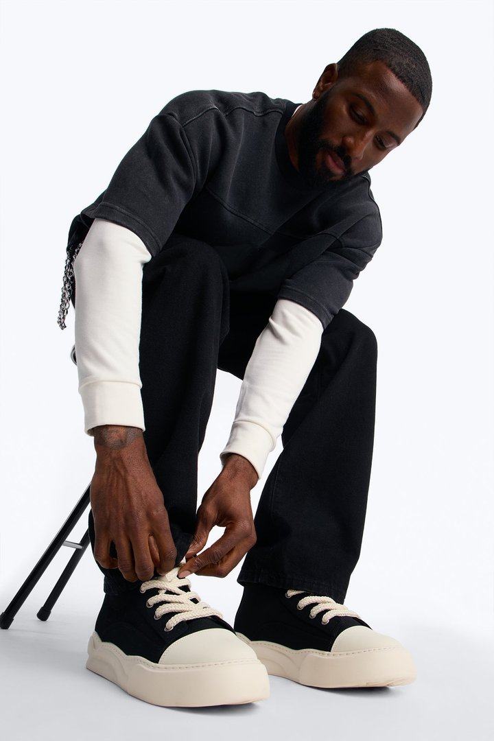 City Stride Canvas Chunky Hight Top Sneaker - Black
