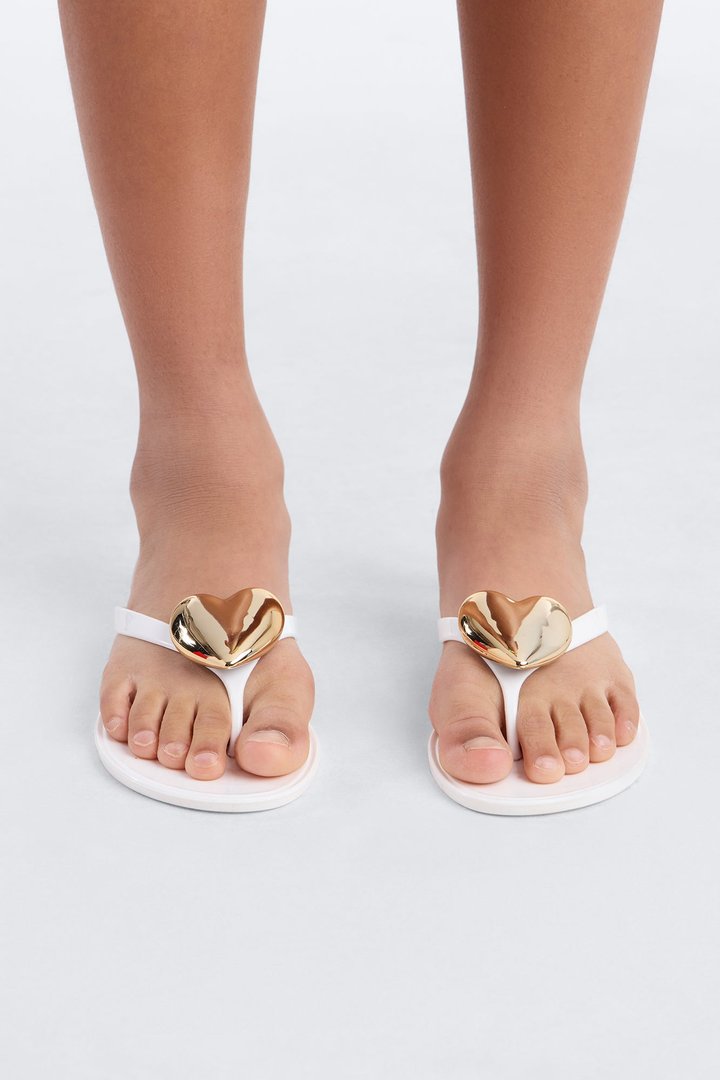 Mini Ravi Heart Jelly Flip Flop - White