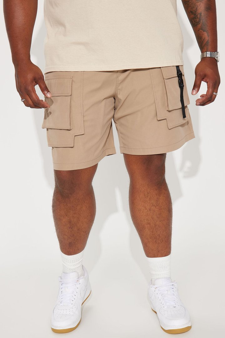 All Cap Utility Nylon Cargo Shorts - Taupe