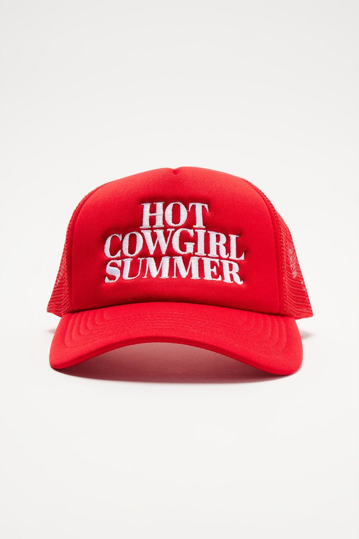 Hot Cowgirl Summer Trucker Hat - Red