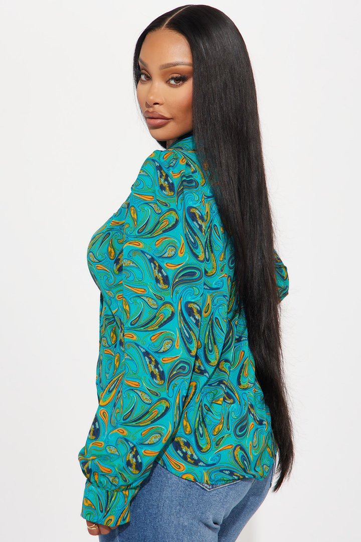 Belize Printed Shirt - Teal/combo