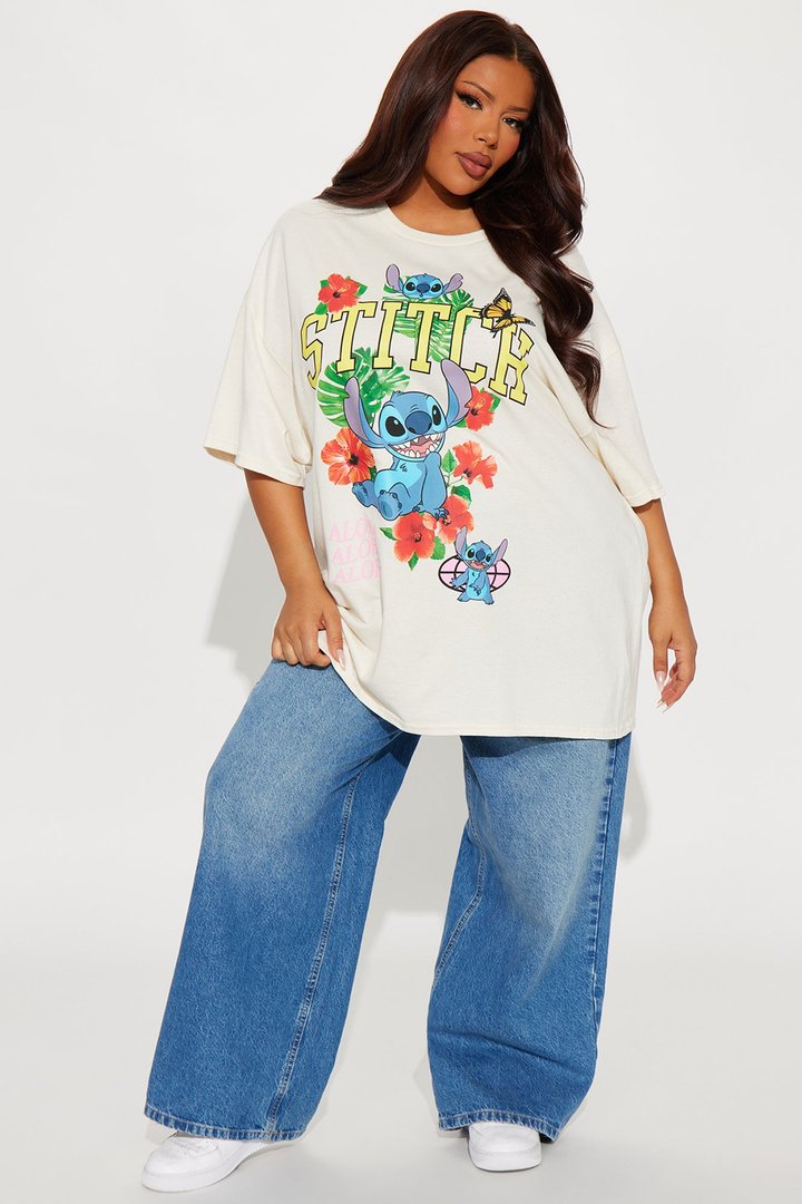 Aloha Stitch Oversized Tee - Cream
