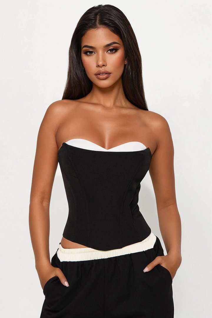 Formal Icon Corset Top - Black/White