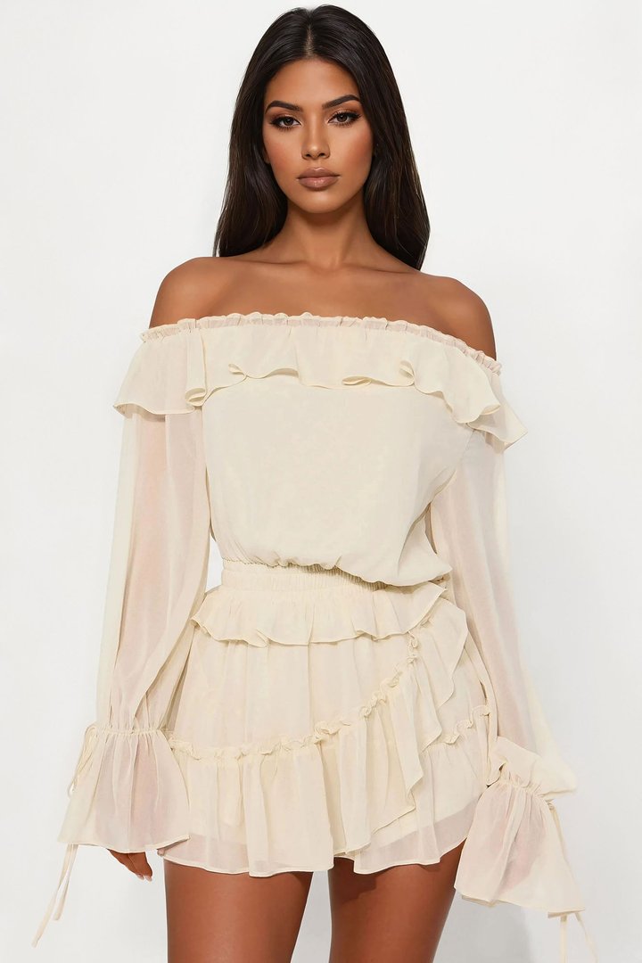 Love Story Long Sleeve Romper - Cream