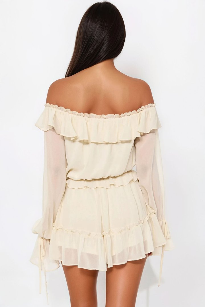 Love Story Long Sleeve Romper - Cream