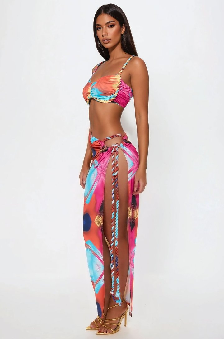 Beach Bombshell Maxi Skirt Set - Multi Color