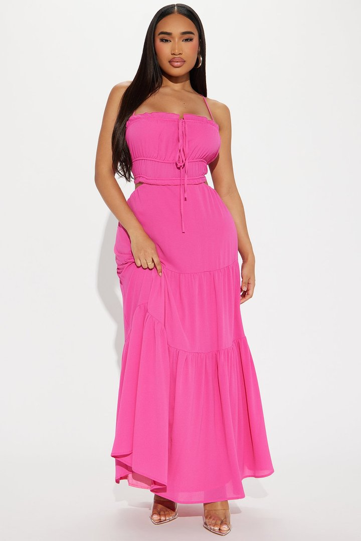 Richie Crepe Maxi Dress - Hot Pink