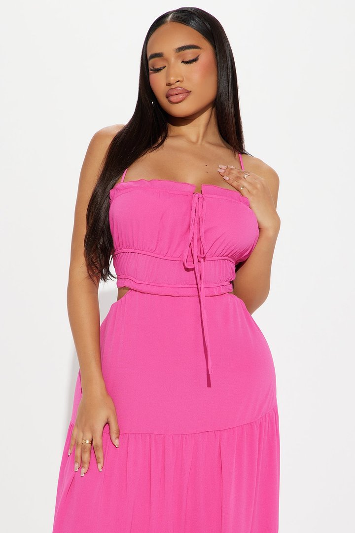 Richie Crepe Maxi Dress - Hot Pink