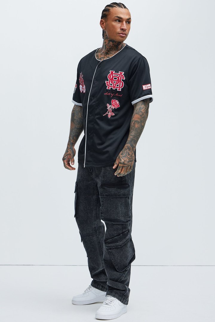Black Jack Mike Straight Cargo Jeans - Black Wash