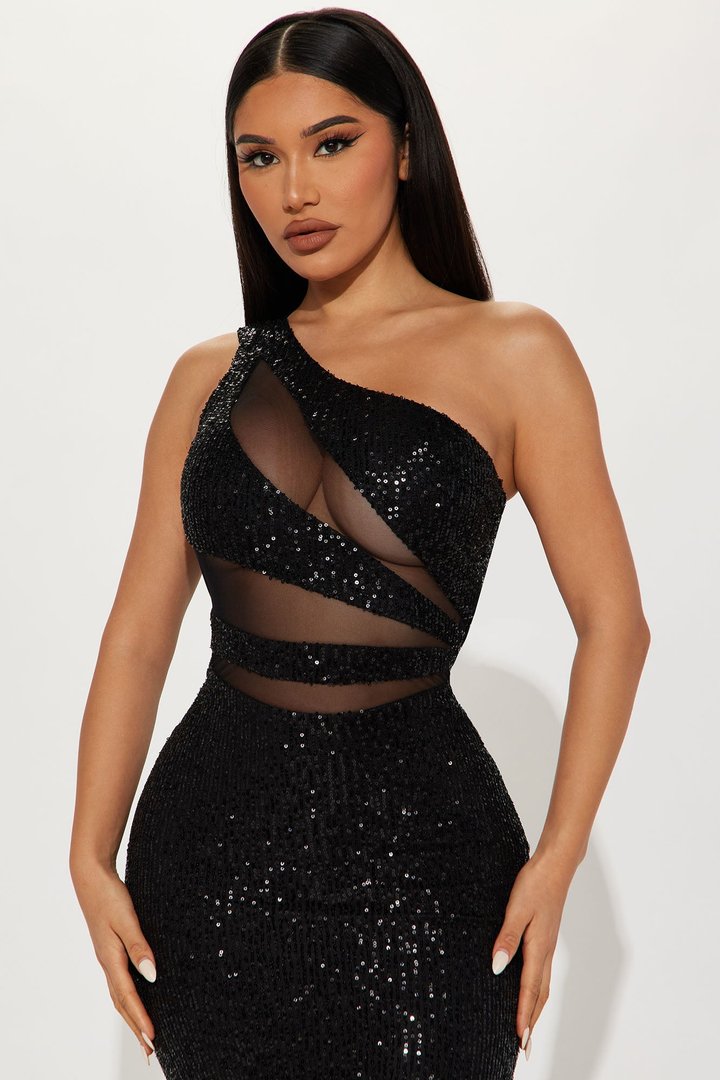 Party Seeker Sequin Maxi Dress - Black