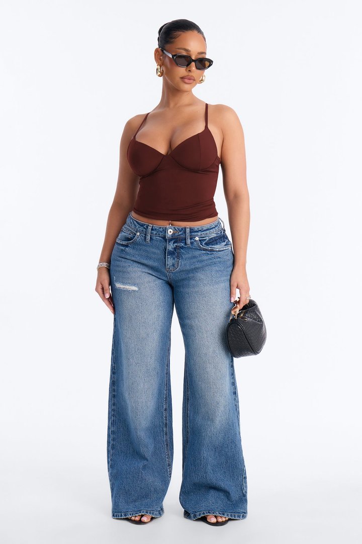 Kenny Padded Sweetheart Tank Top - Chocolate