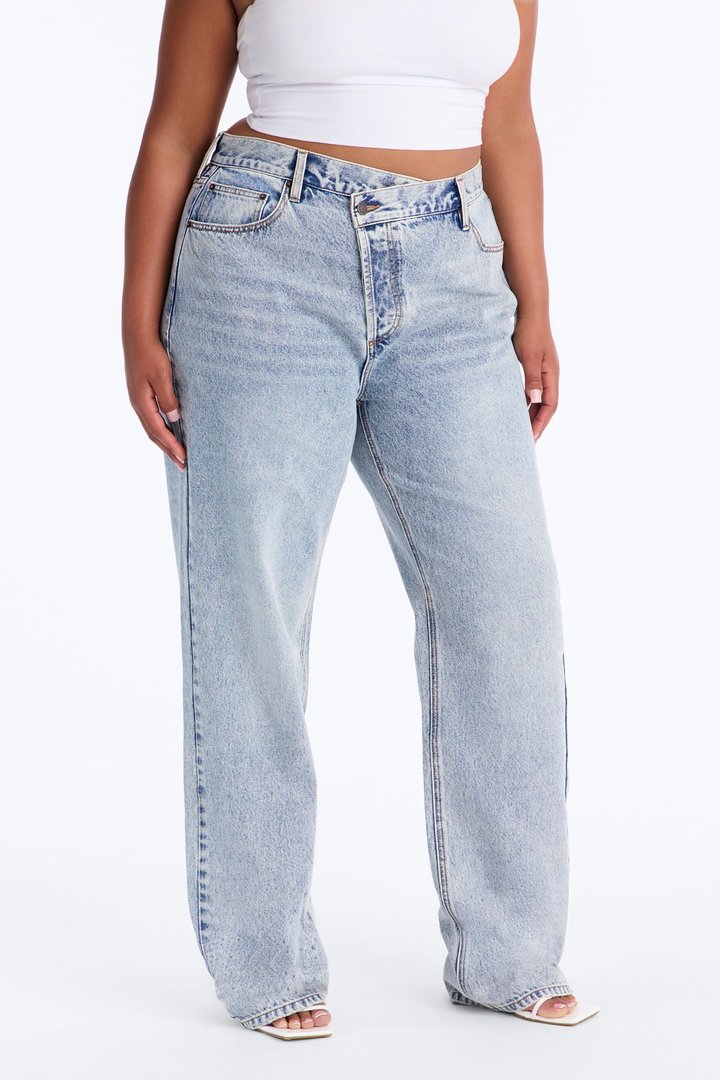 Tall Crossover Straight Leg Jeans - Light Blue Wash