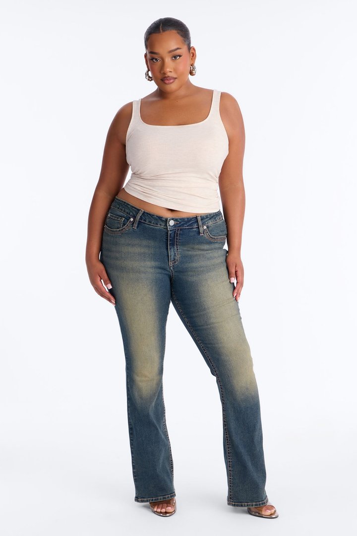 Sofia Embroidered Mid Rise Bootcut Jeans - Vintage Wash