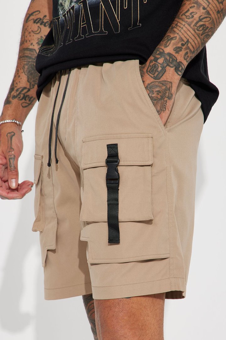 All Cap Utility Nylon Cargo Shorts - Taupe