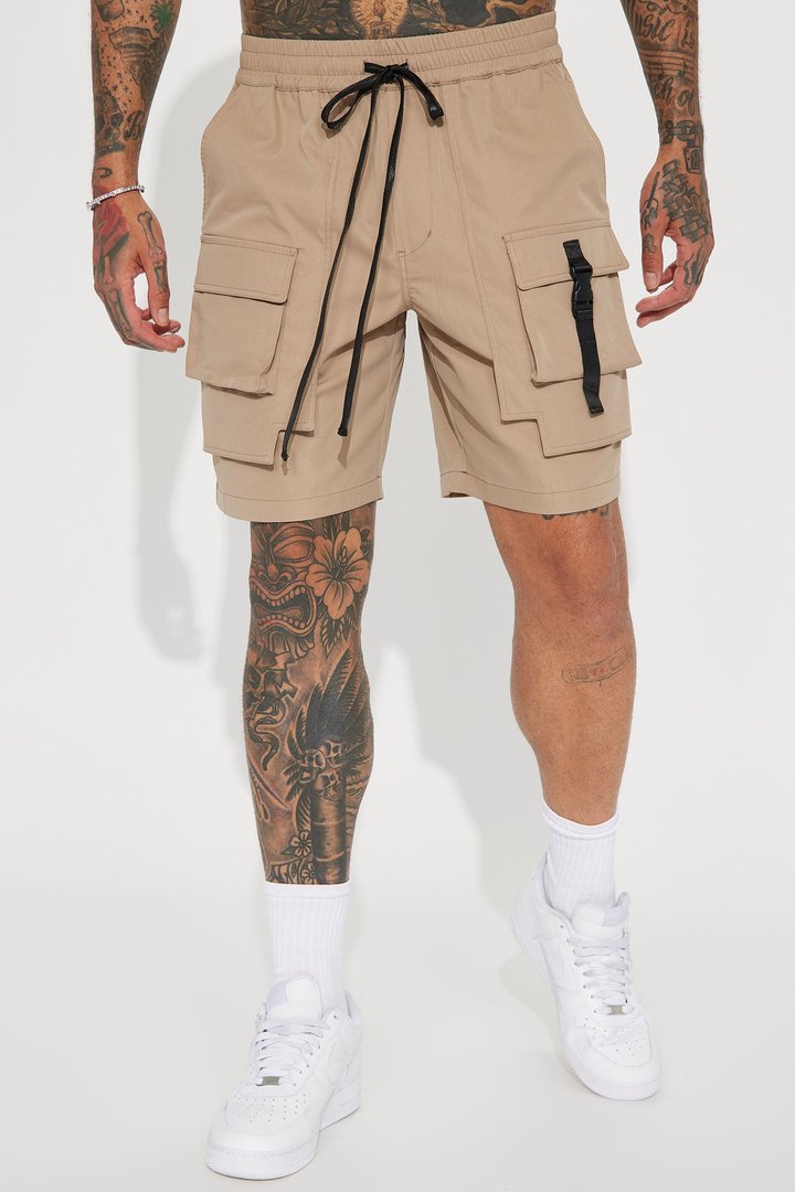 All Cap Utility Nylon Cargo Shorts - Taupe