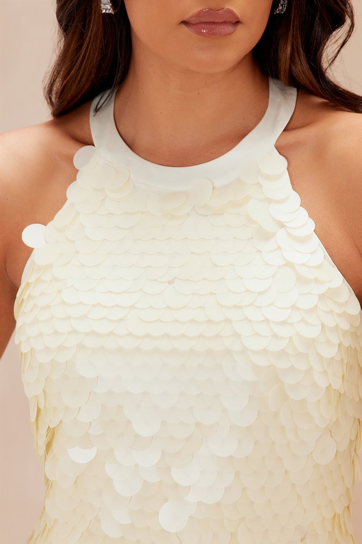 Laurita Sequin Mini Dress - Cream