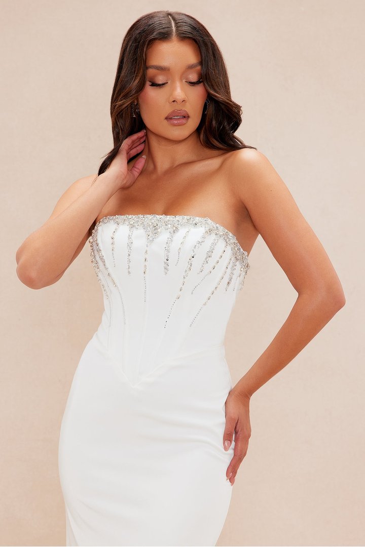 Rosalie Embellished Corset Gown - White