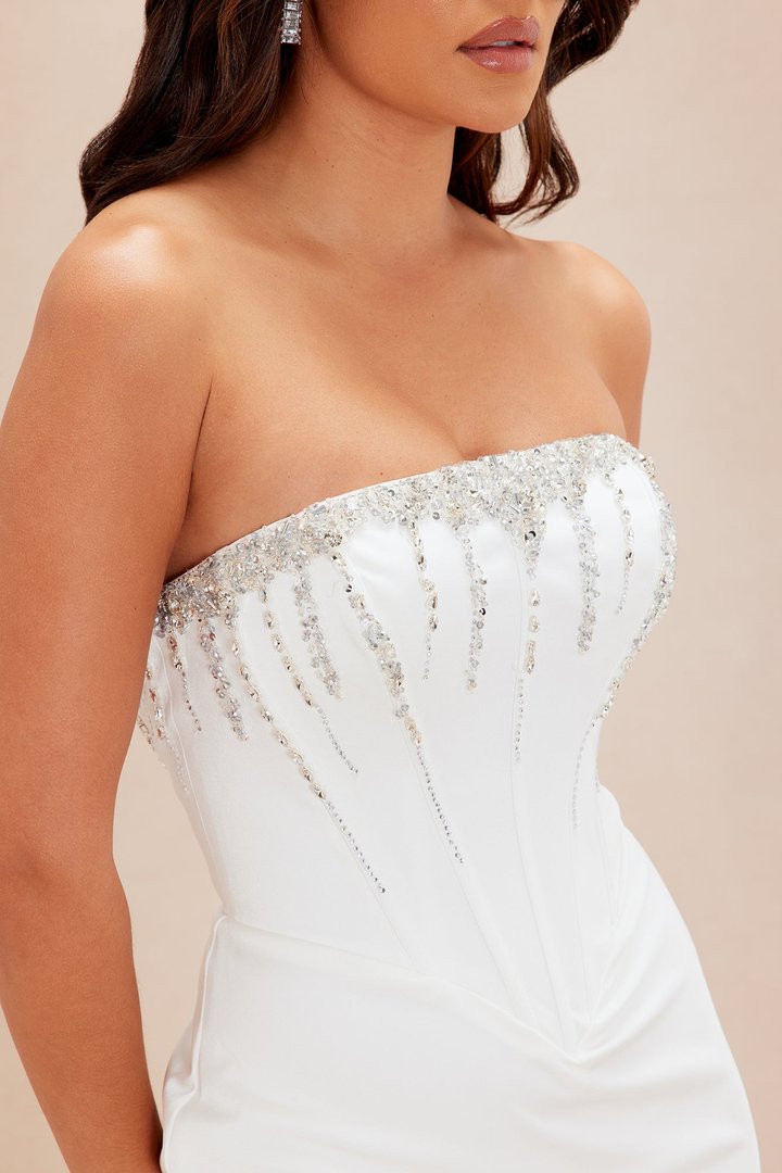Rosalie Embellished Corset Gown - White
