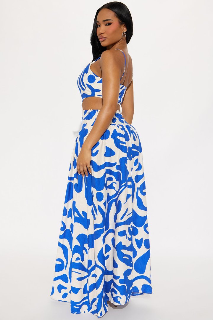 Miranda Drop Waist Maxi Dress - Royal/combo