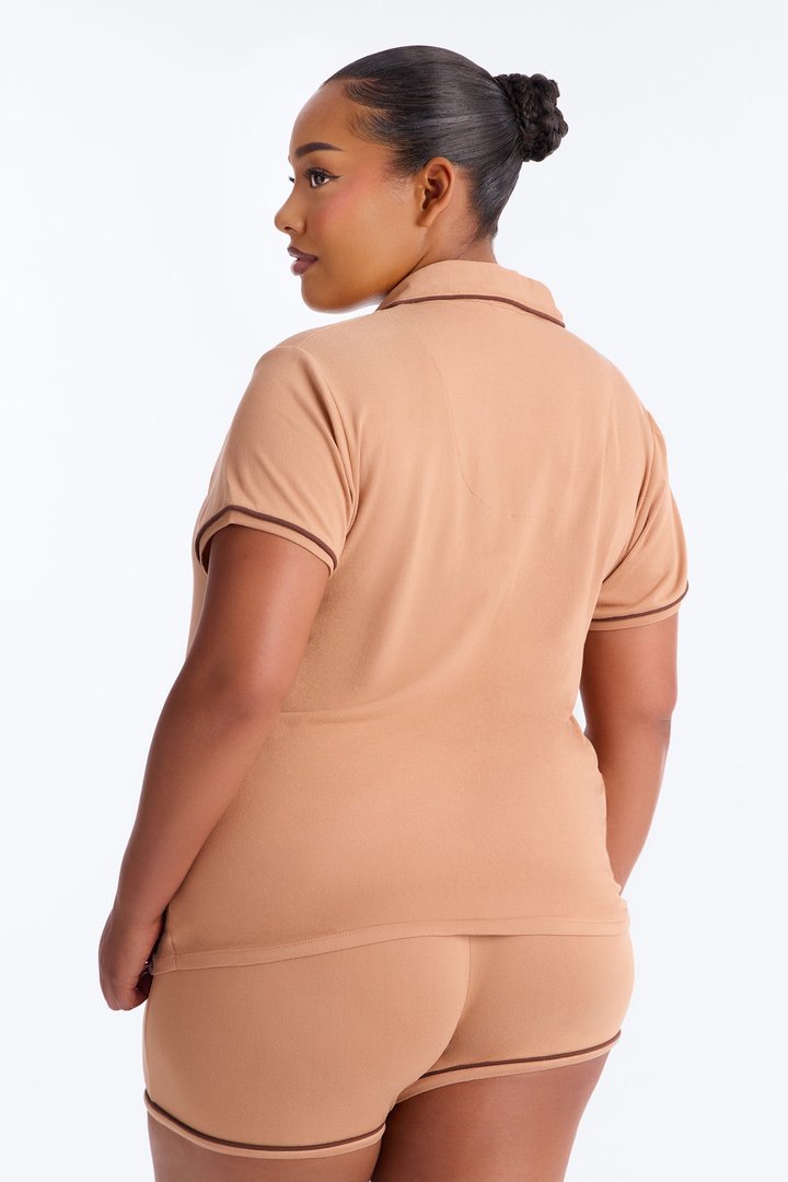 I Heart My Bed PJ Short Set - Brown