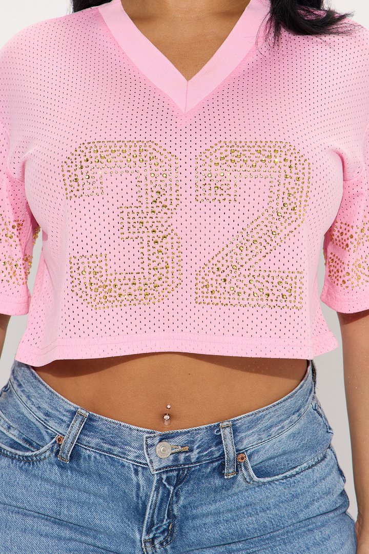 Sneak Peak Jersey Crop Top - Pink