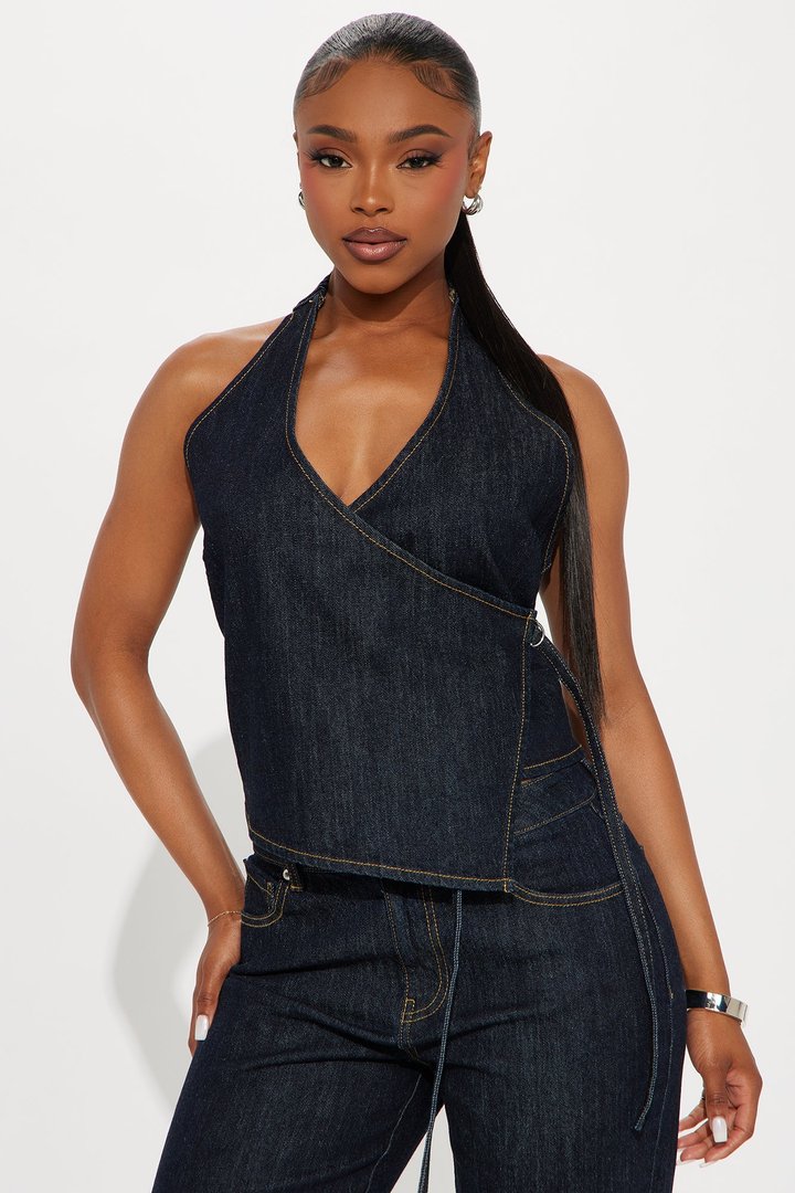 Angela Denim Pant Set - Dark Denim