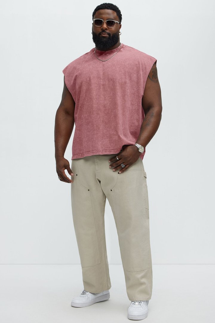 Relaxed Vintage Wash Heavyweight Muscle Tee - Mauve