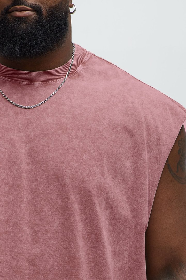 Relaxed Vintage Wash Heavyweight Muscle Tee - Mauve