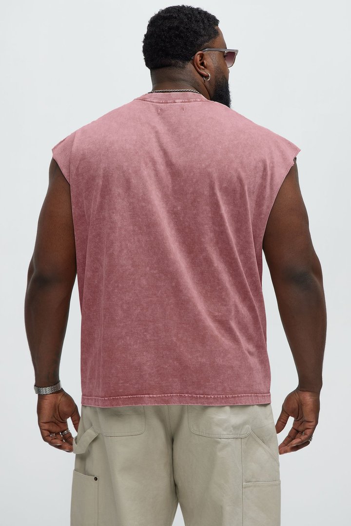 Relaxed Vintage Wash Heavyweight Muscle Tee - Mauve