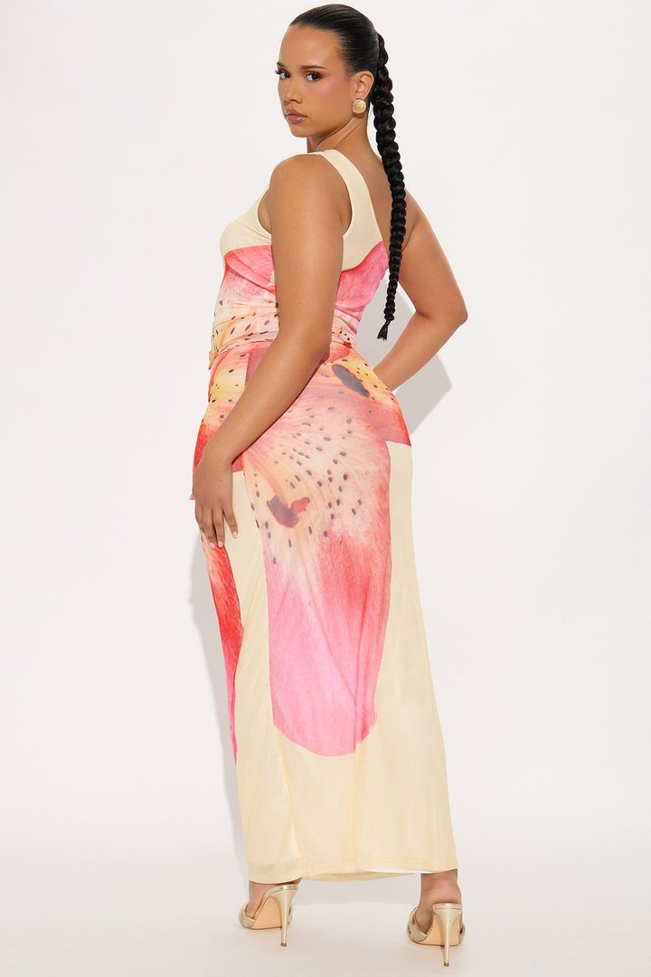 Palm Springs Mesh Maxi Skirt Set - Yellow/combo