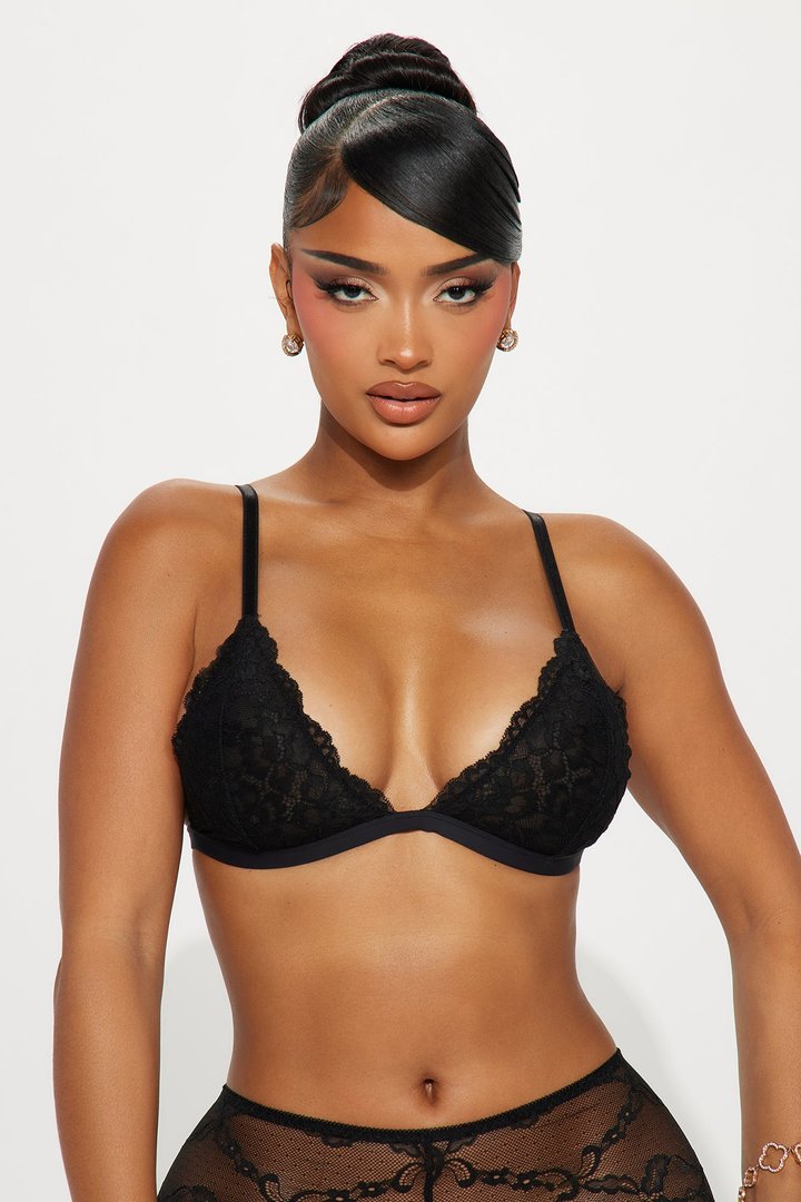 Nova Lace Triangle Bralette - Black