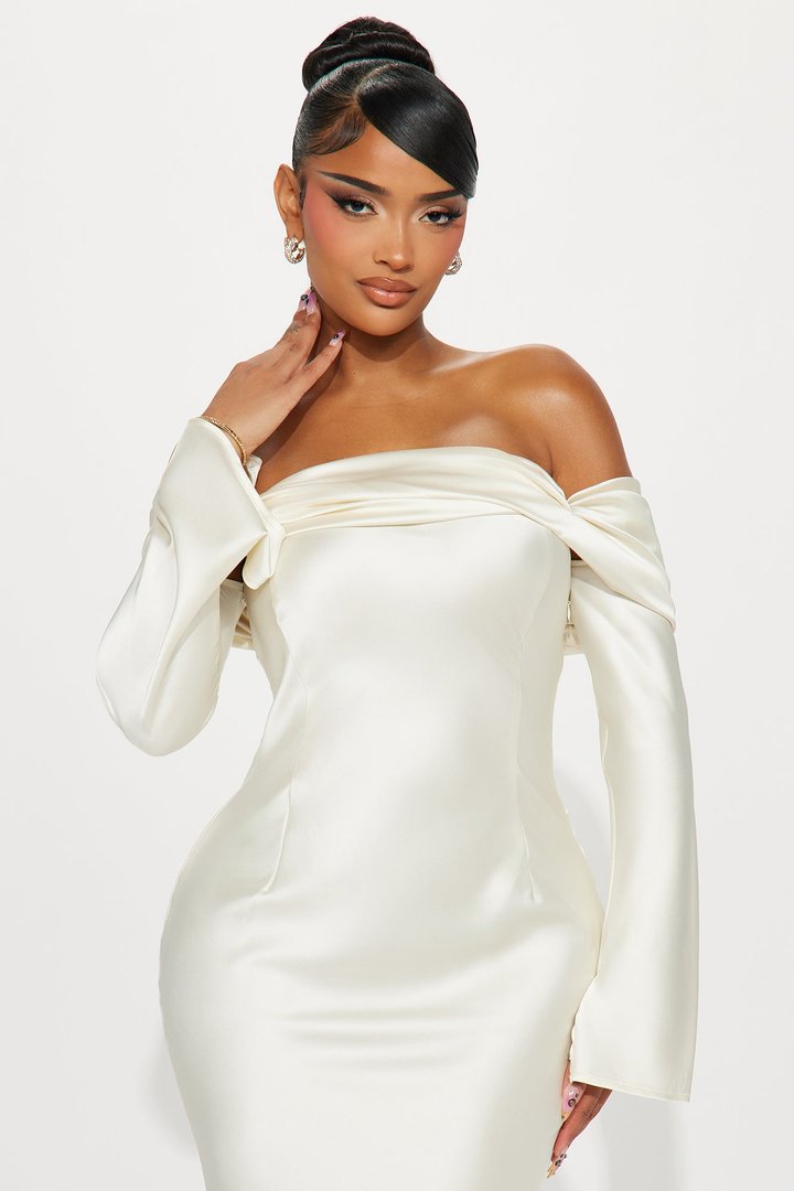 Amandine Satin Maxi Dress - Cream