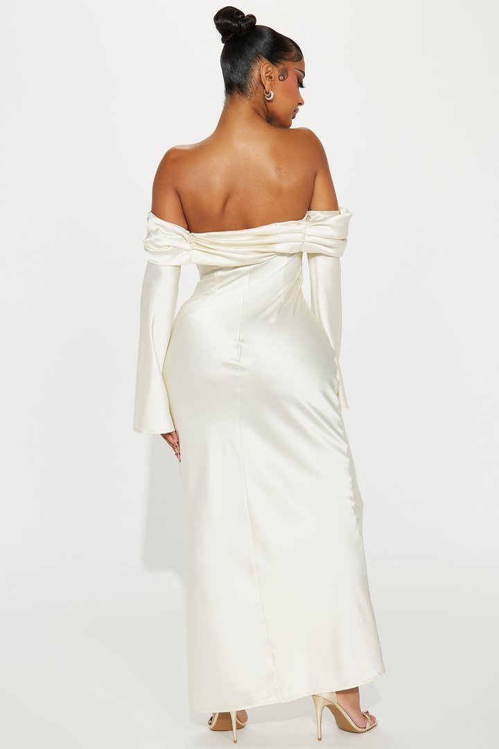 Amandine Satin Maxi Dress - Cream