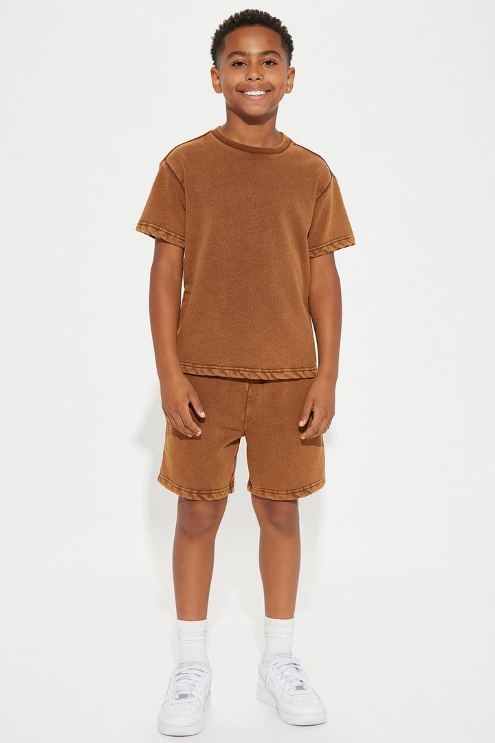 Mini Tyson Heavy Wash Relaxed Shorts - Dark Brown