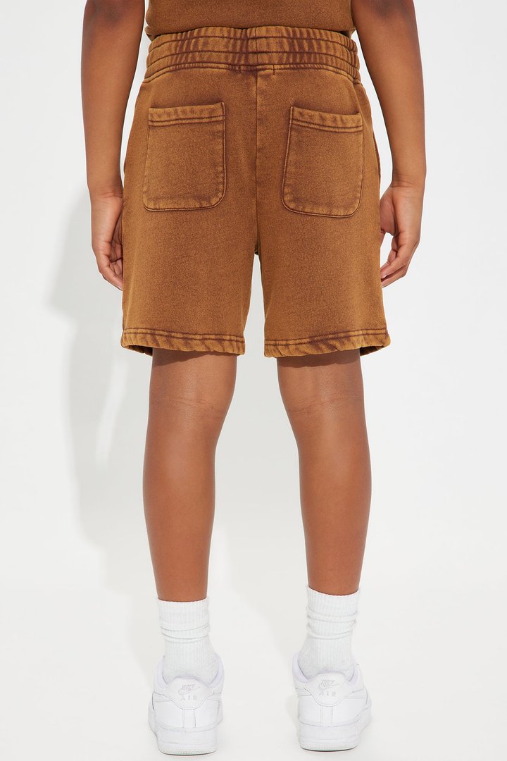 Mini Tyson Heavy Wash Relaxed Shorts - Dark Brown
