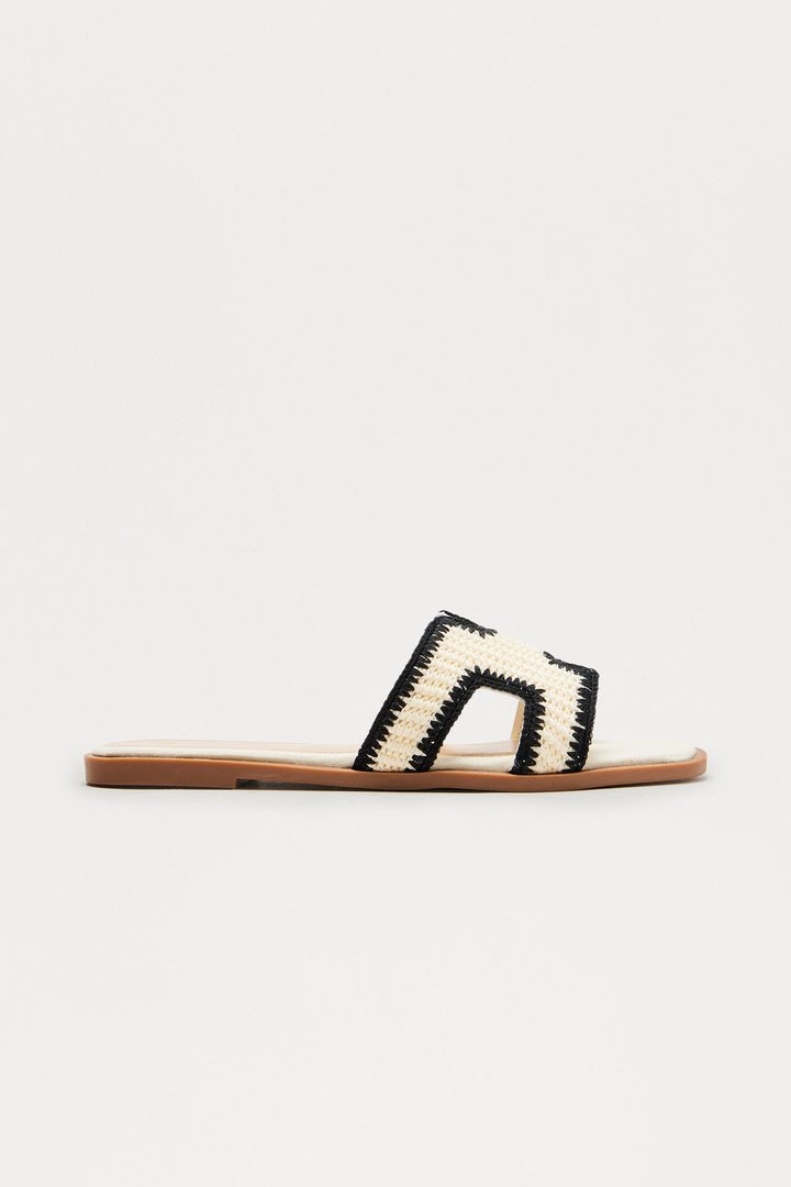 Luke Crochet Slip On Sandals - Black/combo