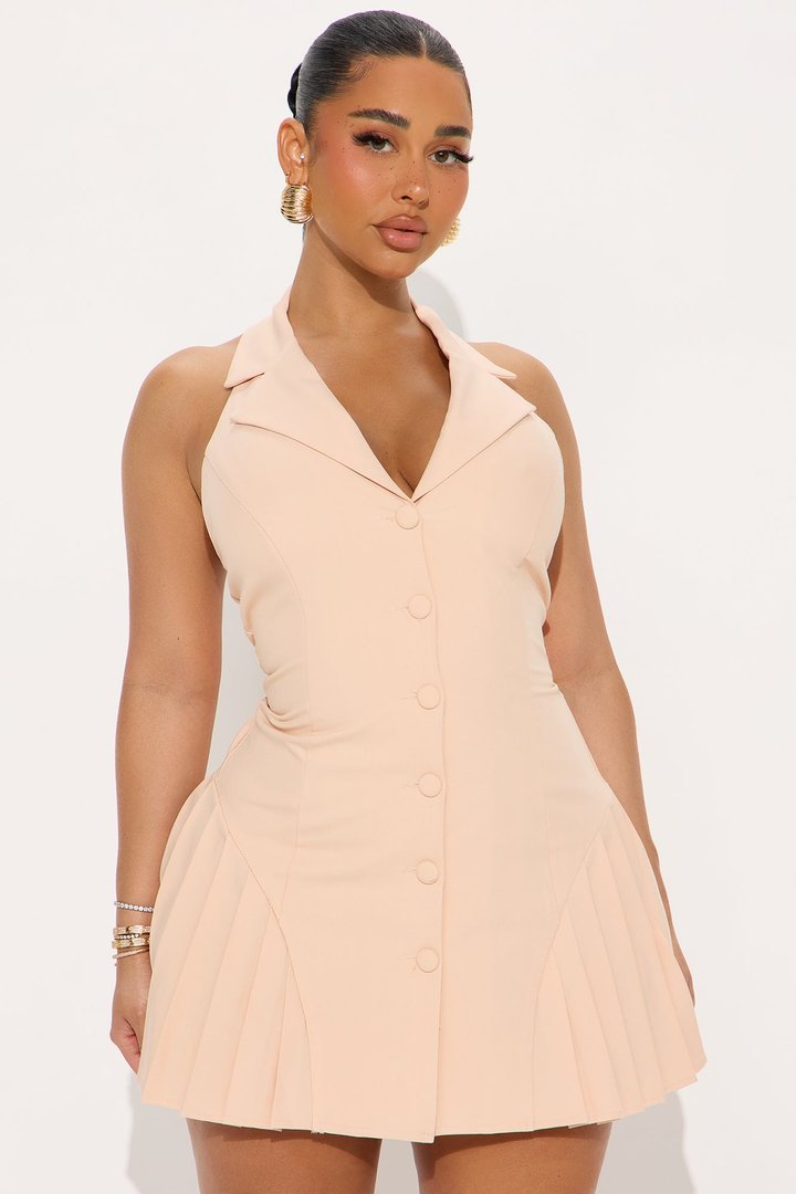 Lizbeth Halter Mini Dress - Peach