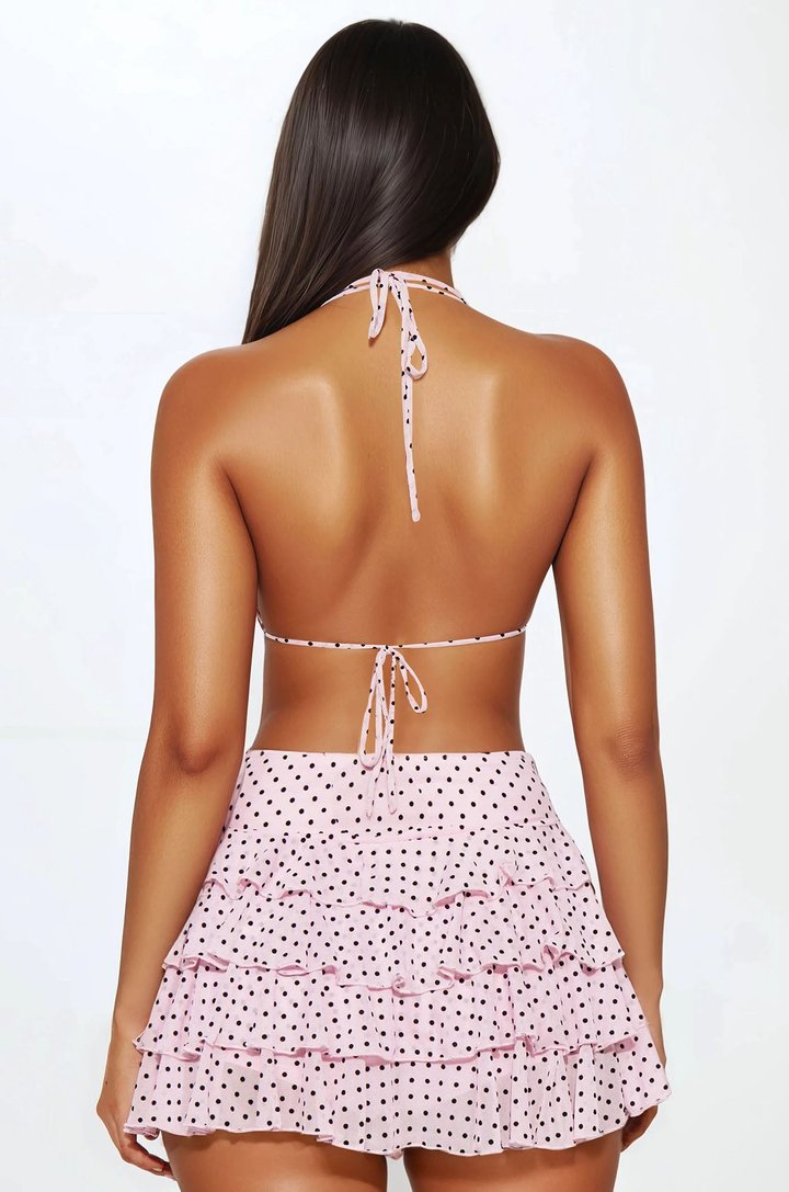 Melanie Mesh Halter Mini Dress - Pink