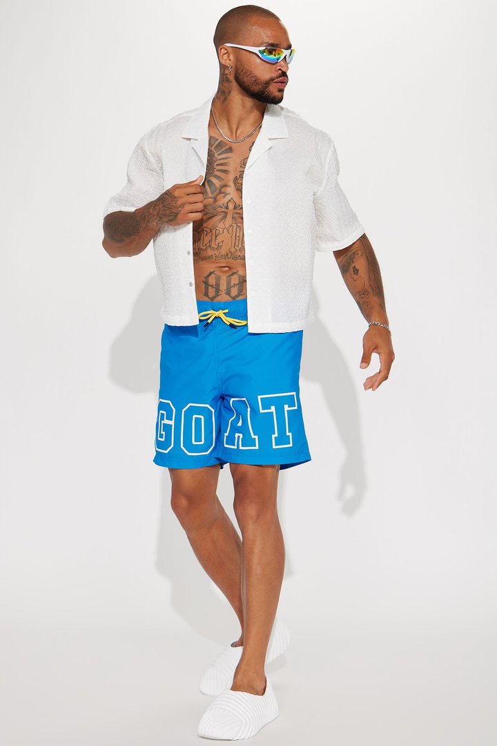 I'm The Goat Swim Trunk 7″ - Blue