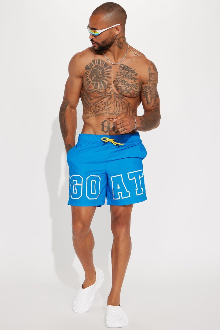 I'm The Goat Swim Trunk 7″ - Blue