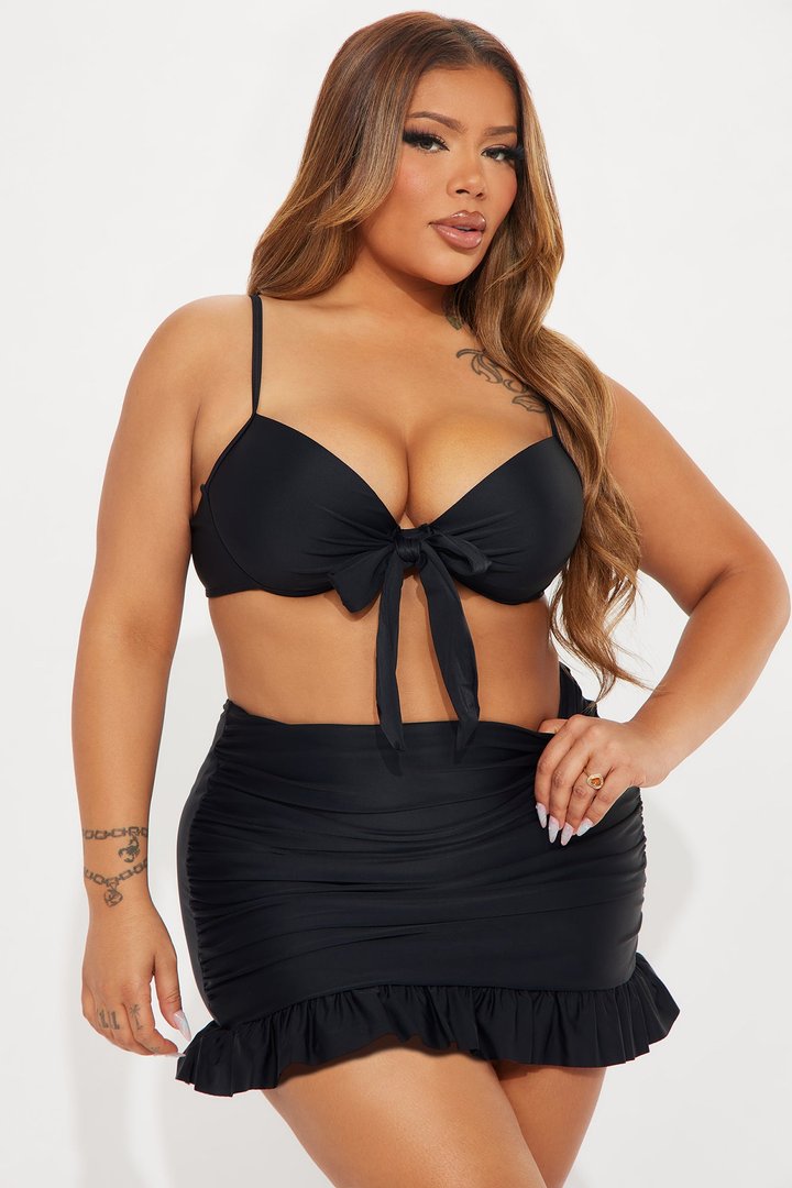 Levana Bra Cup 3 Piece Bikini Set - Black