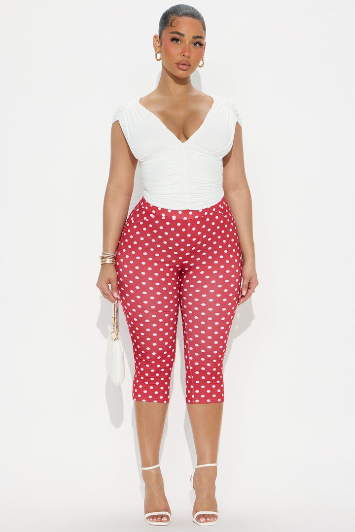 Light Stroll Polka Dot Capri Legging - Red