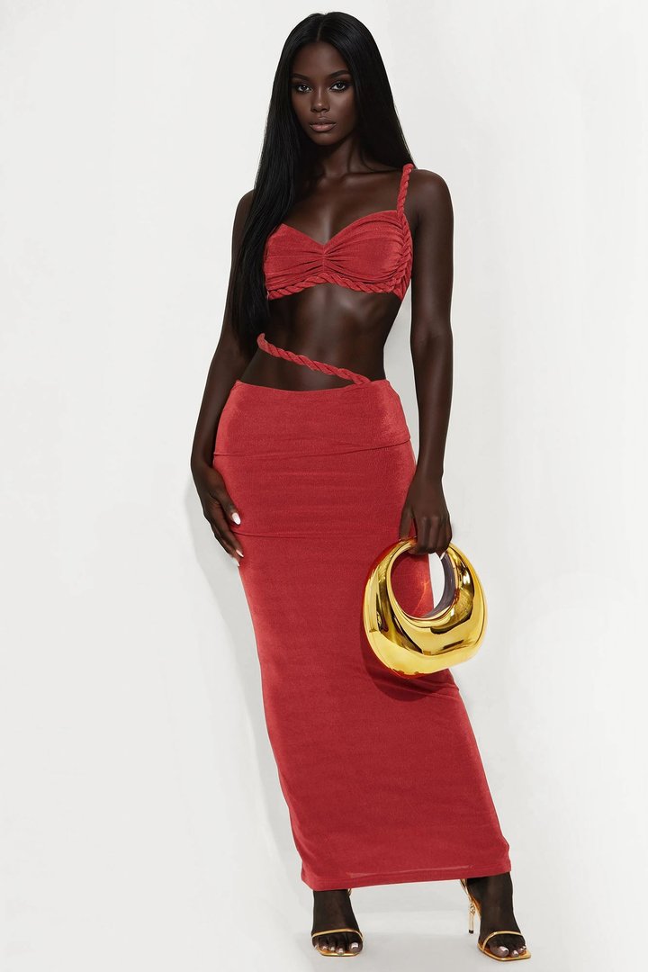 Aitana Maxi Skirt Set - Marsala
