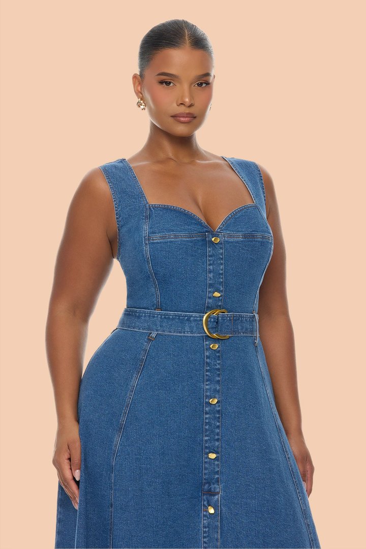 Gabrielle Denim Maxi Dress - Medium Wash